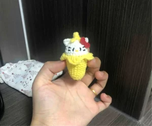 Crocheted Hello Kitty banana.