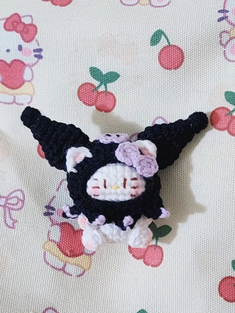 Crocheted My Melody, black and purple.