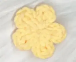 Pale yellow flower-shaped cookie.