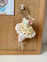 Cute crocheted ice cream cone keychain.  kawaii kitty.