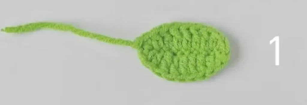 Crochet lime green circle, step 1.