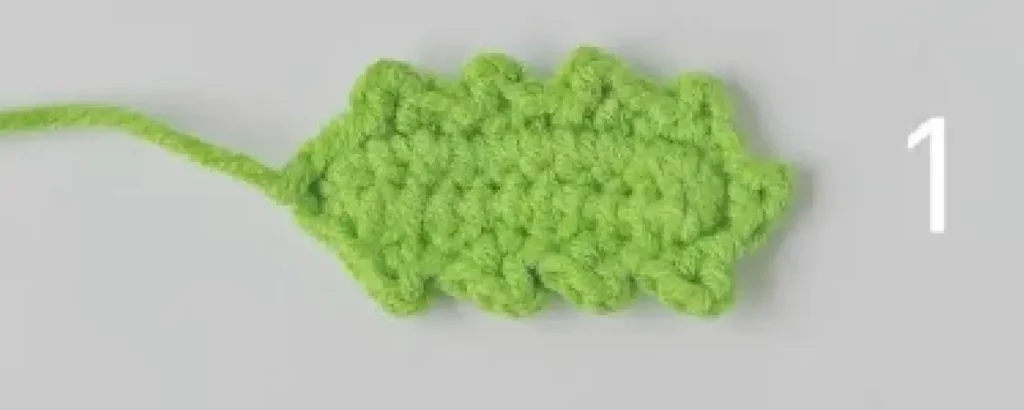 Crochet leaf pattern, lime green yarn.