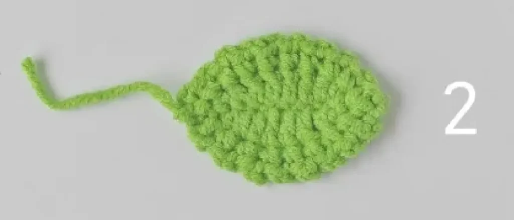 Green crochet circle, step 2.