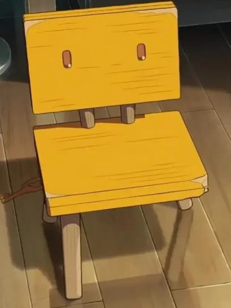 Yellow wooden chair, cartoon style.