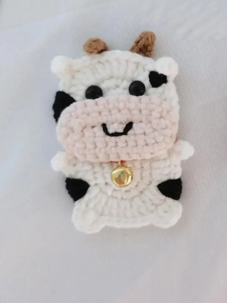 Crocheted cow,  cute,  animal,  white and black.