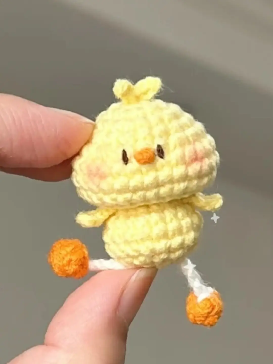 Cute crocheted yellow chick.