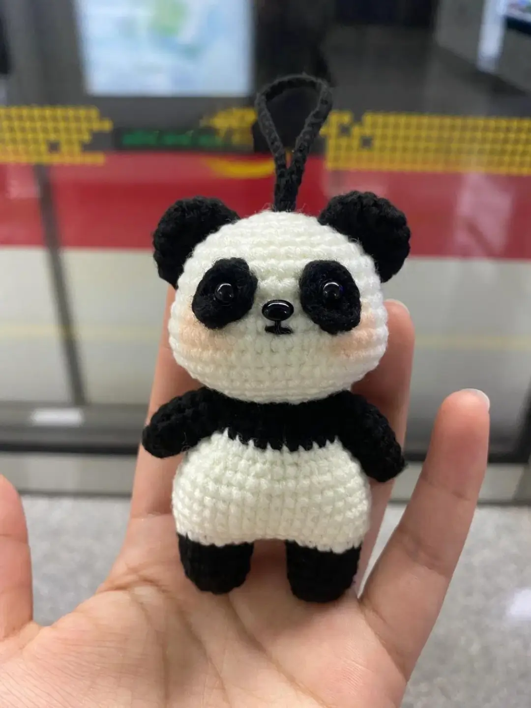 Crocheted panda keychain.  Cute amigurumi.